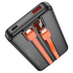 Power Bank Hoco J119 10000mAh PD3.0, PD20W, QC3.0, QC2.0 με Ενσωματωμένα Καλώδια USB-C και Lighting Μαύρο - Image 4
