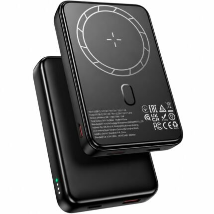 Power Bank Borofone BJ82 Ultra-slim 5000mAh 5V/2A 1xUSB-C 1xUSB-A Ασύρματη Φόρτισή 5W και LED Ένδειξη Μπαταρίας Μαύρο