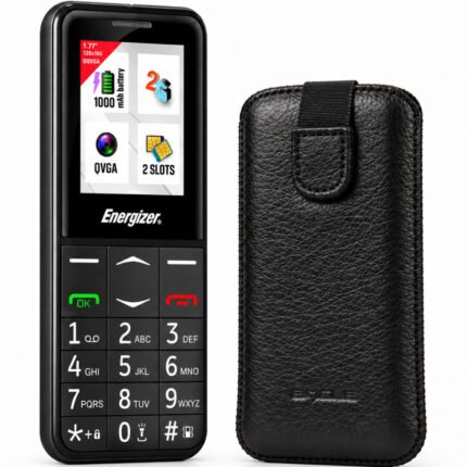 Energizer Feature E4 32MB/2GB Dual Sim 2G 1.77" με πλήκτρο SOS, Handsfree,Φορτιστή UK και EU + Θήκη Protect Ancus Δέρμα Μαύρη